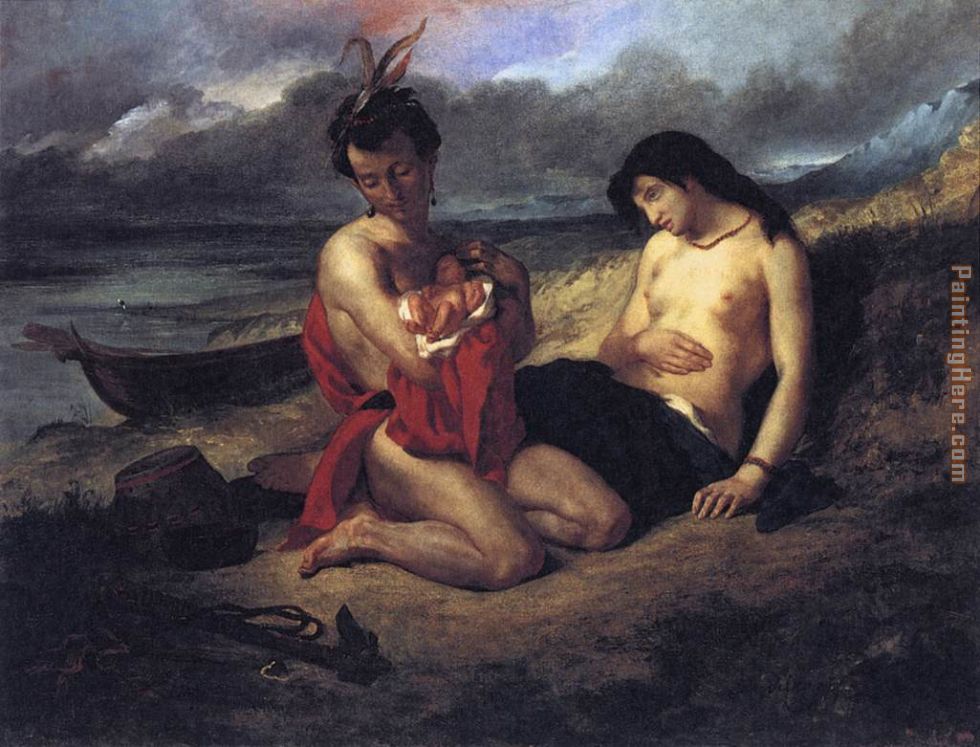 The Natchez painting - Eugene Delacroix The Natchez art painting